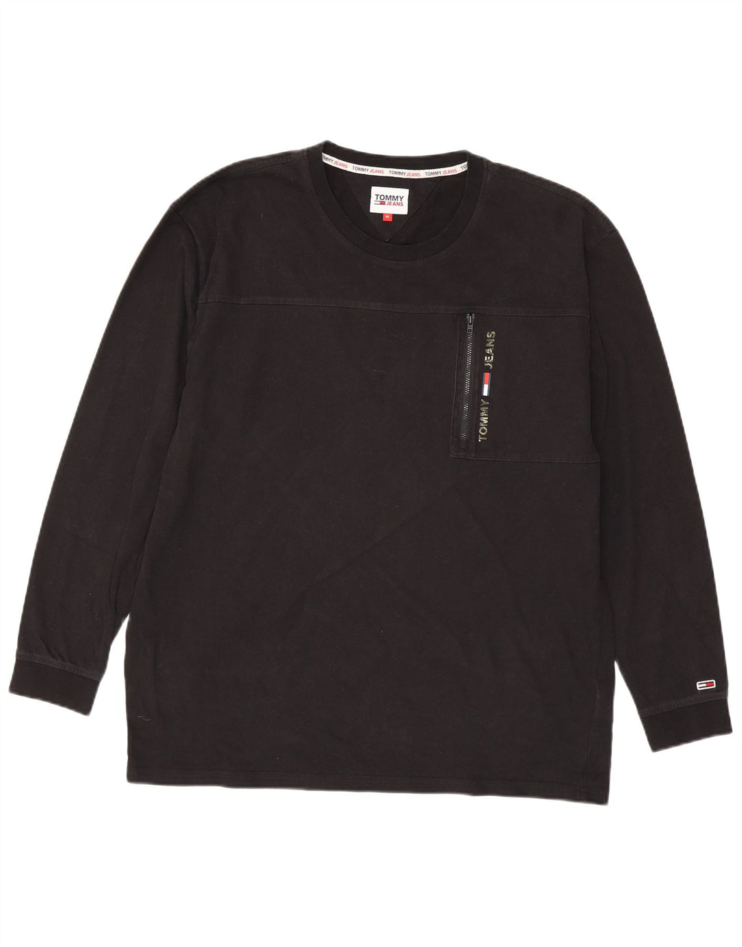 Top gráfico masculino TOMMY HILFIGER manga comprida XL algodão preto