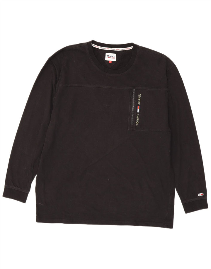 Top gráfico masculino TOMMY HILFIGER manga comprida XL algodão preto