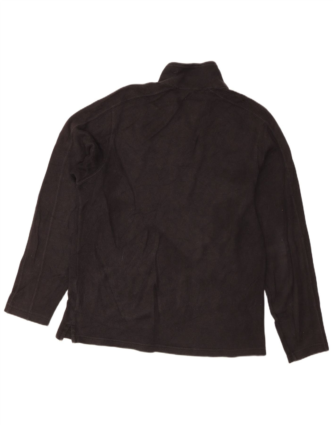Eddie Bauer Suéter masculino com zíper e gola alta de algodão preto médio