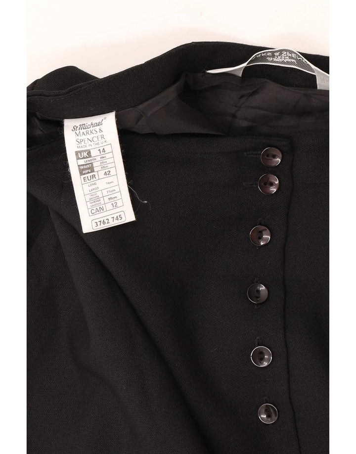 Saia lápis feminina Marks & Spencer UK 14 médio W28 poliéster preto