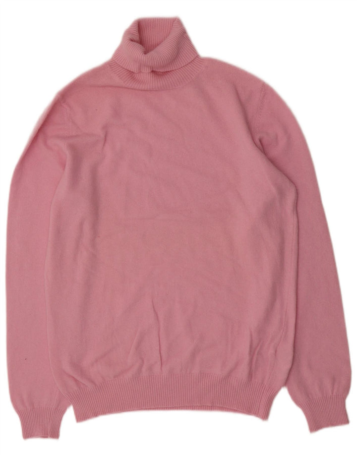 Suéter feminino Benetton com gola redonda Reino Unido 16 grande lã rosa