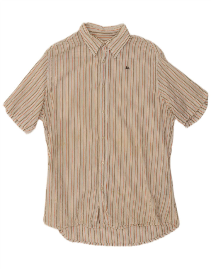 Camisa masculina de manga curta Kappa XL algodão listrado branco