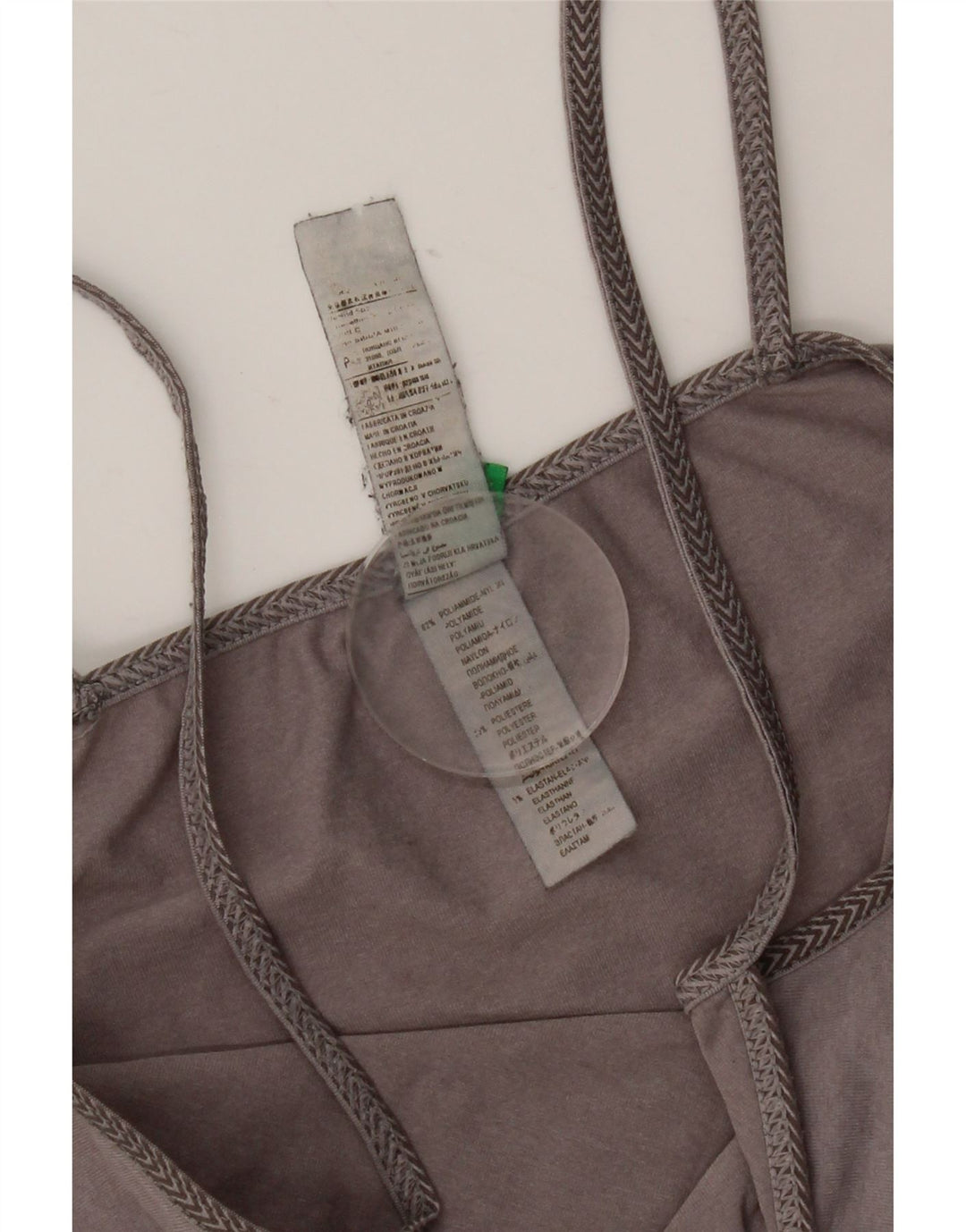 Top feminino Benetton Crop Cami UK 8 pequeno cinza poliamida