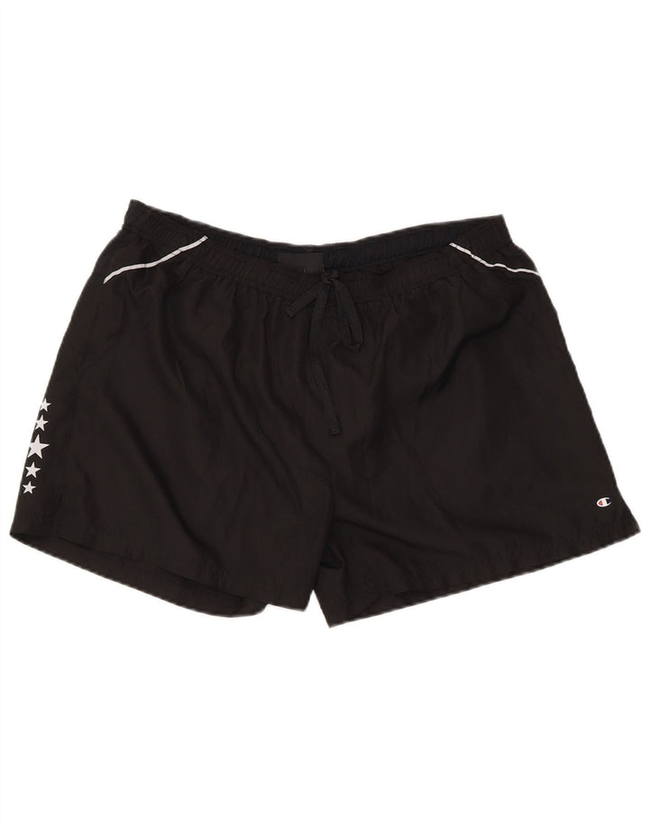 Shorts esportivos regulares gráficos femininos Champion UK 14 grande poliéster preto