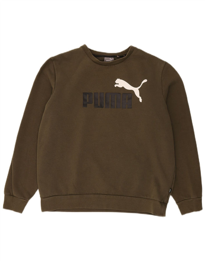 PUMA moletom gráfico masculino jumper grande algodão cáqui