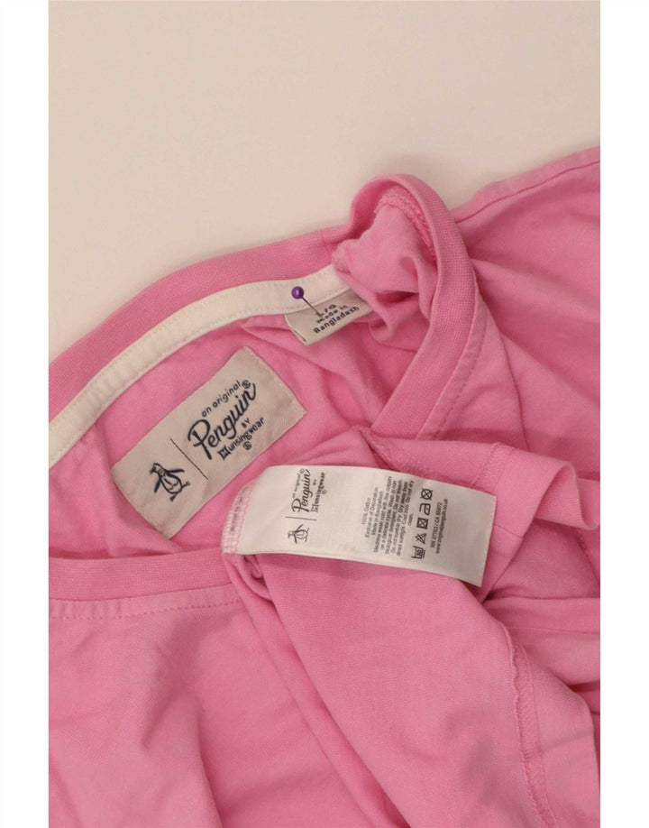 Camiseta masculina Penguin Top grande algodão rosa