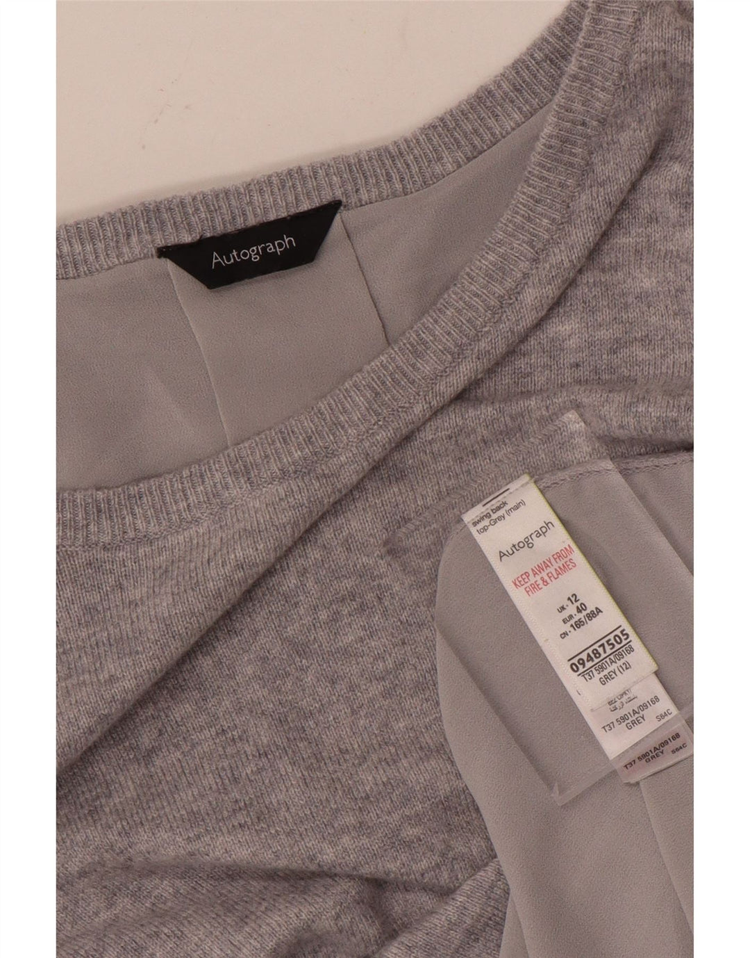 Suéter feminino MARKS & SPENCER com gola canoa Reino Unido 12 cinza médio