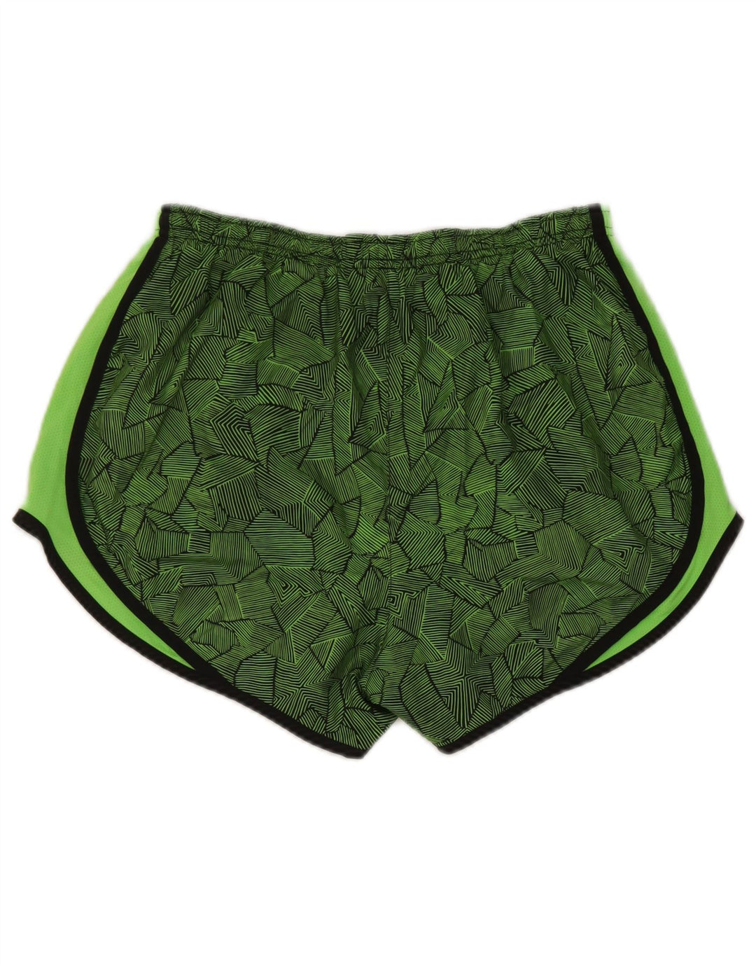 Shorts esportivos femininos Nike Dri Fit UK 14 poliéster geométrico verde médio
