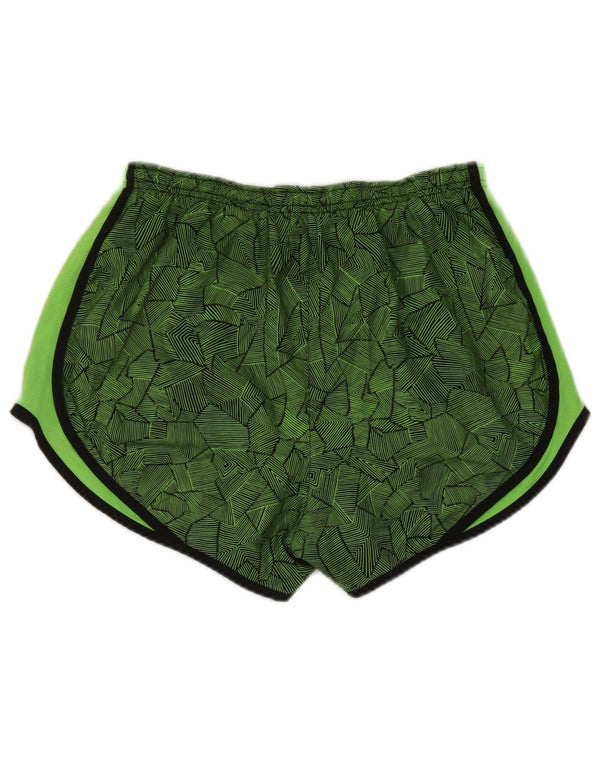 Shorts esportivos femininos Nike Dri Fit UK 14 poliéster geométrico verde médio