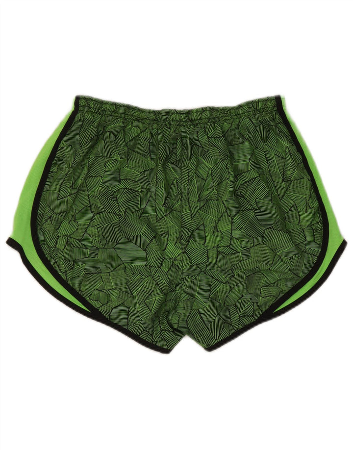 Shorts esportivos femininos Nike Dri Fit UK 14 poliéster geométrico verde médio