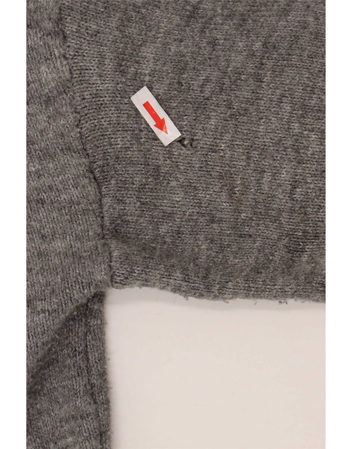 Zara Suéter Cardigan Feminino Oversized Reino Unido 14 Acrílico Salpicado Cinza Médio