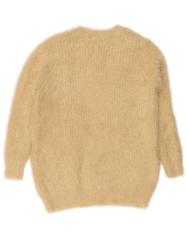 Suéter cardigã aberto feminino Topshop Reino Unido 8 pequeno bege nylon