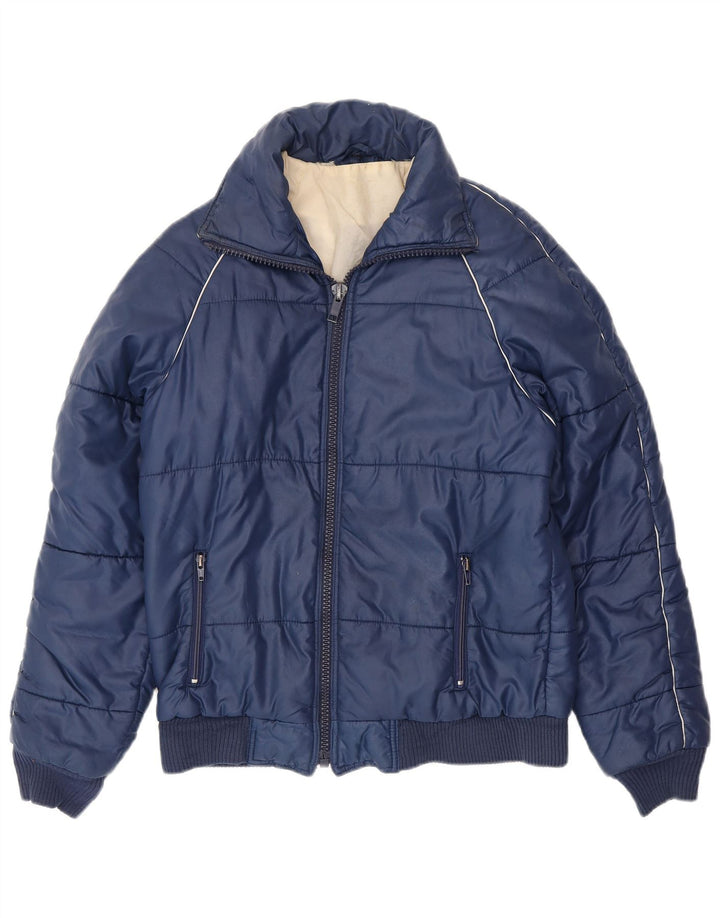 Jaqueta corta-vento masculina VINTAGE UK 38 poliéster azul marinho médio