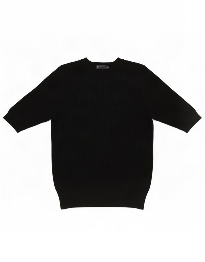 Blusa feminina de manga curta Marks & Spencer Reino Unido 12 médio preto