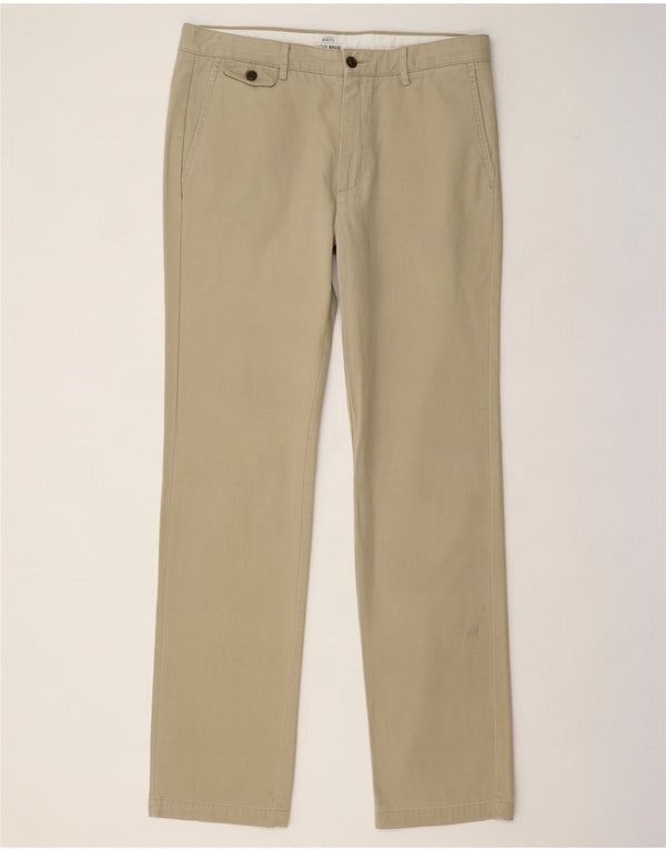 Dockers Mens Straight Chino Calças W34 L36 Algodão Cáqui