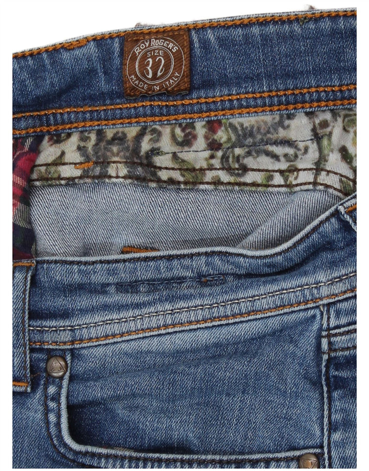 Calça jeans reta feminina Roy Rogers W32 L30 algodão azul