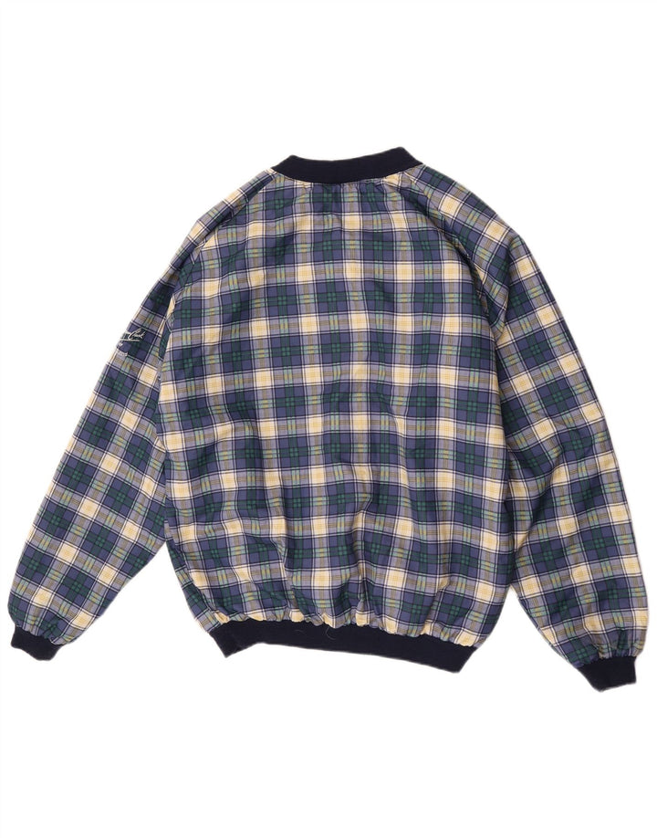 Bruce Clark moletom masculino jumper médio azul marinho xadrez algodão