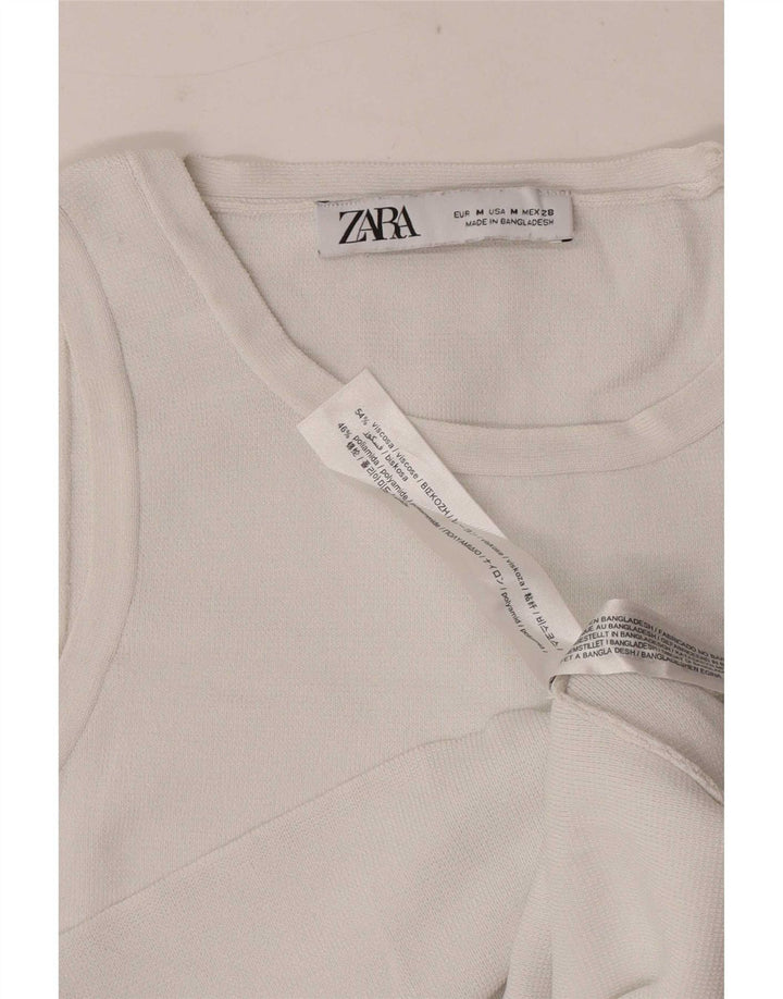 Zara Womens Crop Vest Top UK 12 Medium White Viscose