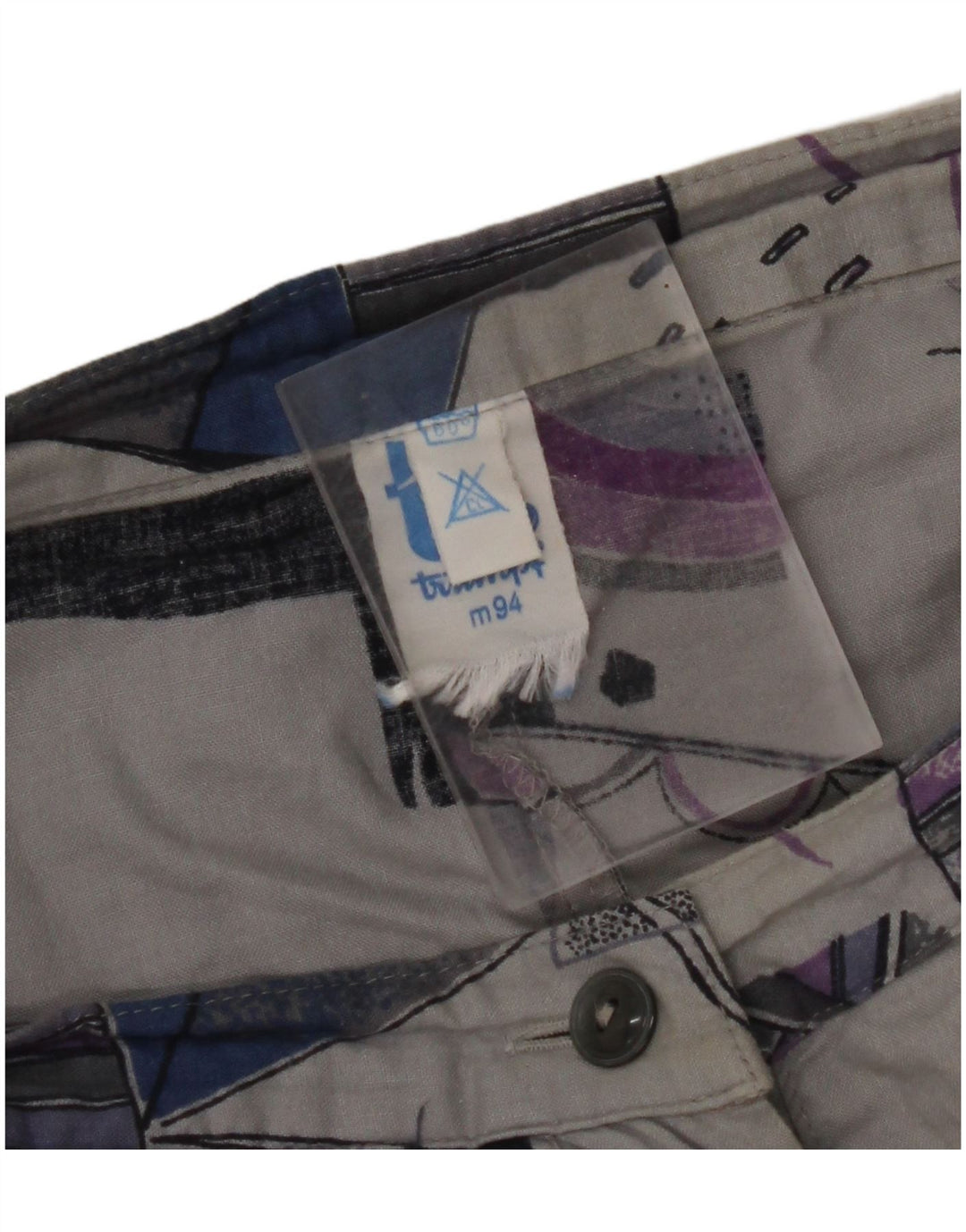 Saia feminina VINTAGE cintura alta evasê W32 grande cinza geométrica