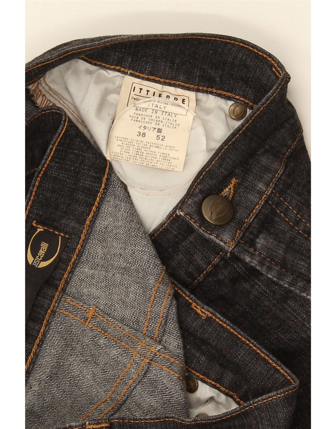 Just Cavalli Mens Bootcut Jeans IT 52 XL W38 L30 Algodão Preto