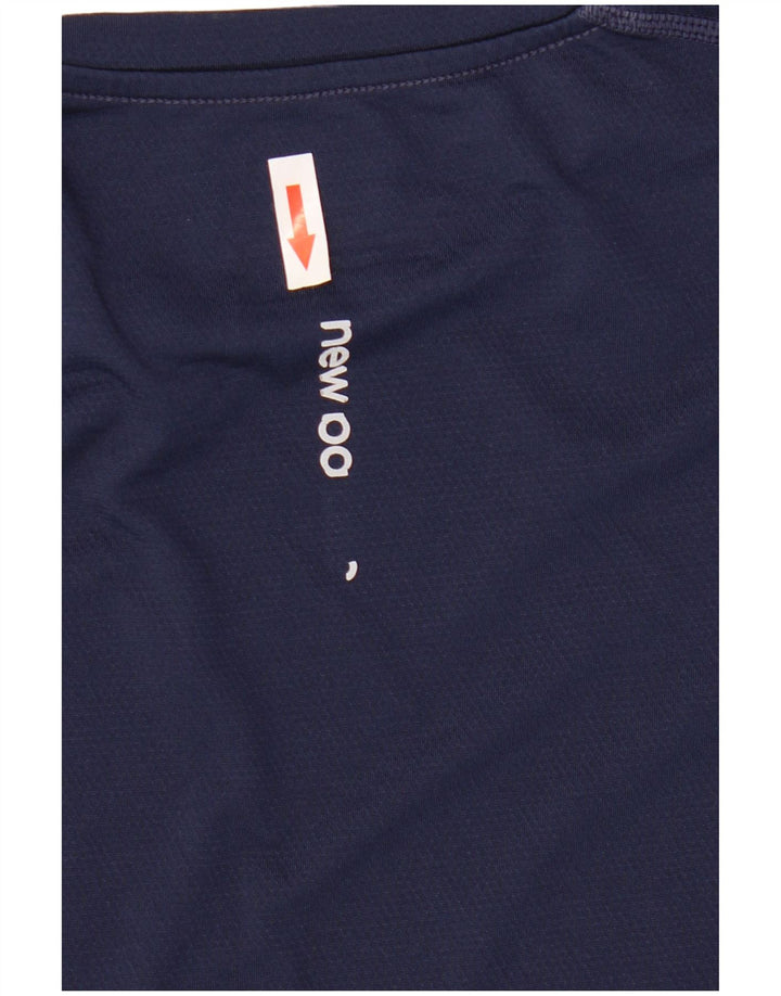 Top gráfico masculino New Balance manga comprida grande poliéster azul marinho