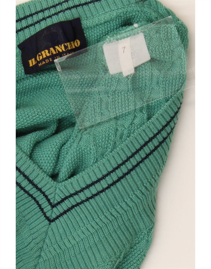 Il Granchio Suéter masculino com decote em V verde médio