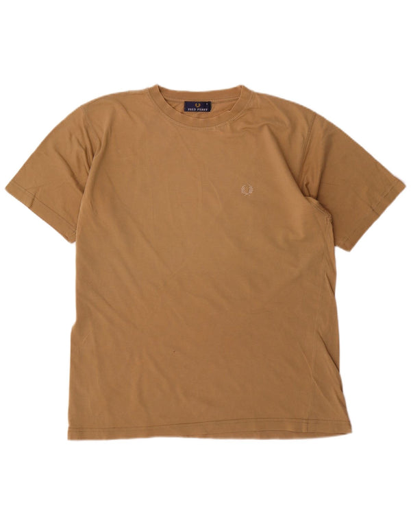 Camiseta masculina Fred Perry top pequeno algodão bege