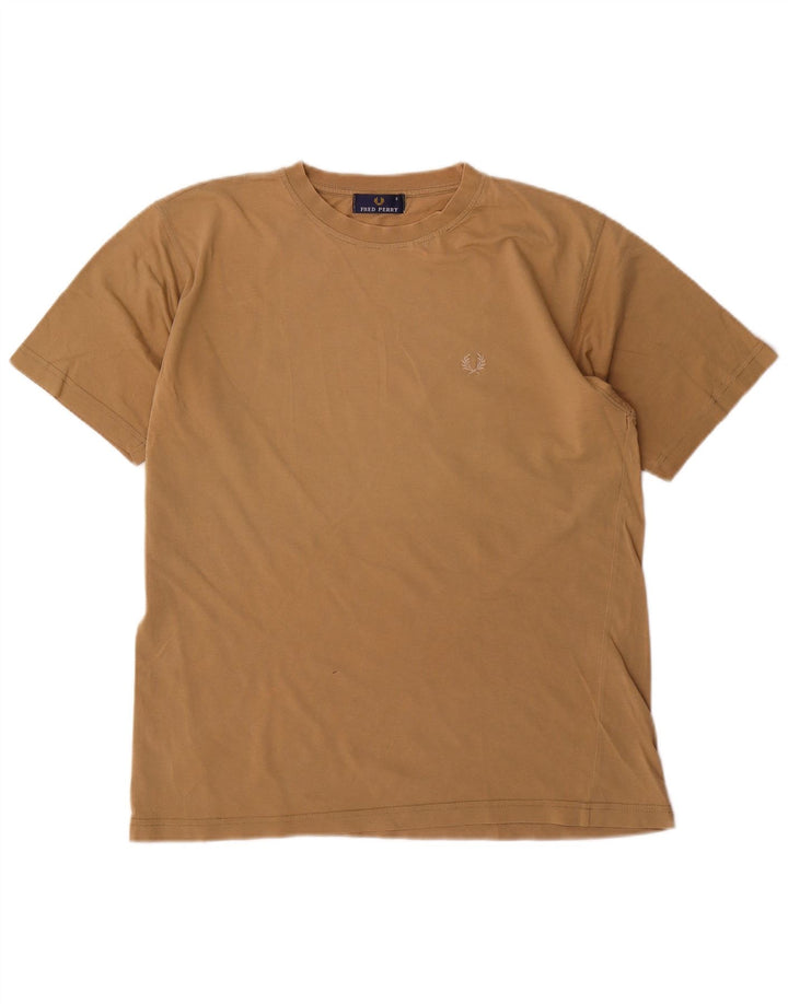 Camiseta masculina Fred Perry top pequeno algodão bege