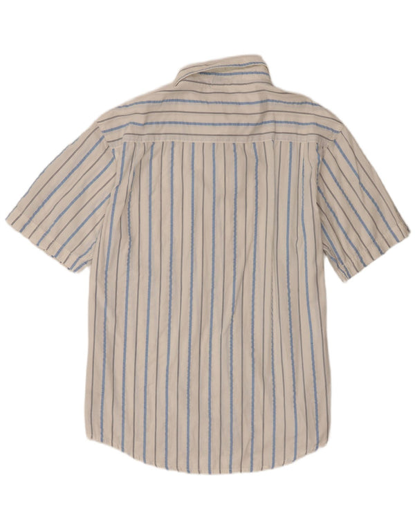 Fila Camisa masculina de manga curta 2XL algodão listrado branco