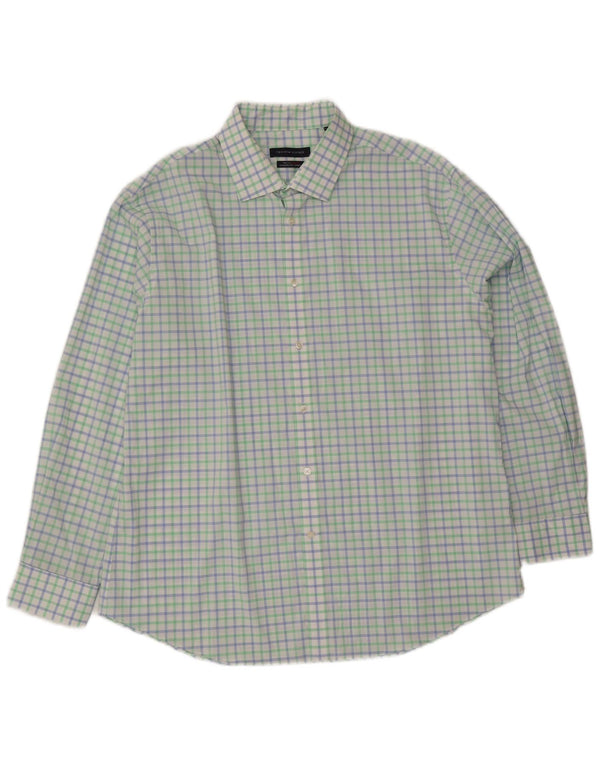 Tommy Hilfiger Camisa masculina de ajuste atlético tamanho 18 2XL guingão multicolorido