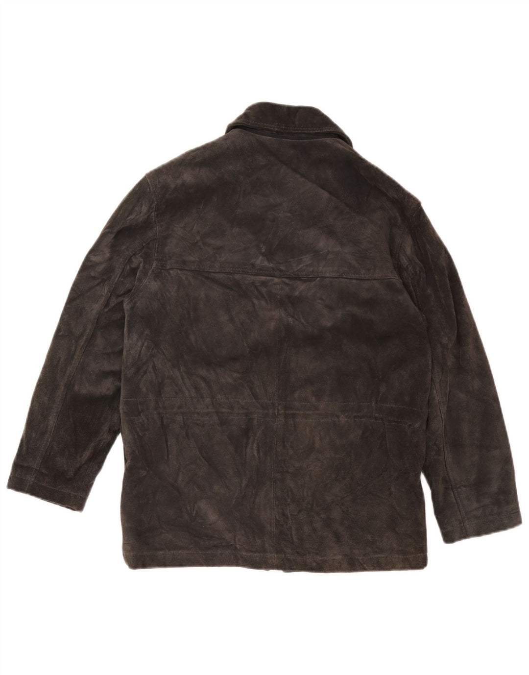 Jaqueta corta-vento grande de camurça feminina vintage Reino Unido 10 couro cinza pequeno