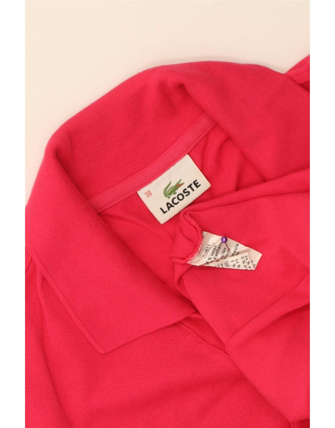 Camisa polo feminina sem mangas Lacoste tamanho 38 algodão rosa médio