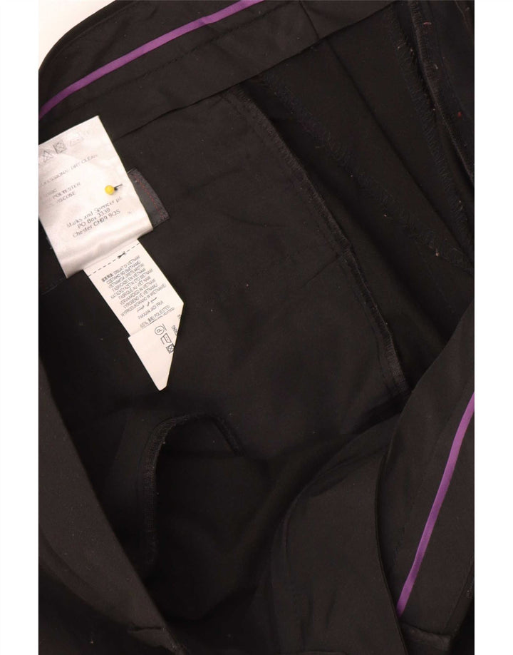 Calça masculina de terno reto Marks & Spencer W32 L31 poliéster preto