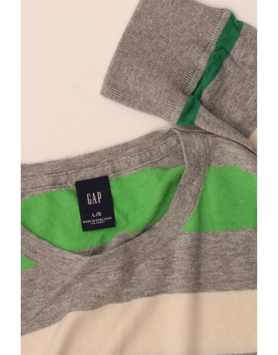 Suéter masculino Gap com gola redonda, grande algodão listrado multicolorido