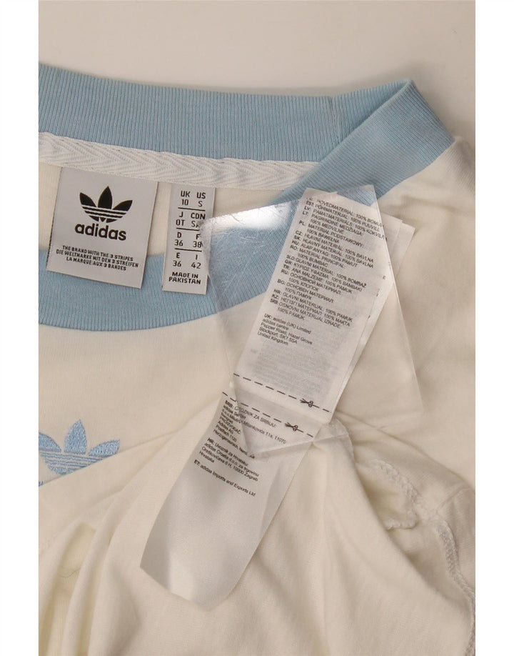 ADIDAS Womens Crop T-Shirt Top UK 10 Pequeno Algodão Branco