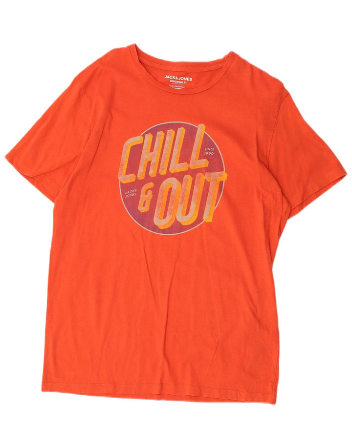 Camiseta masculina JACK & JONES com ajuste regular e algodão laranja médio
