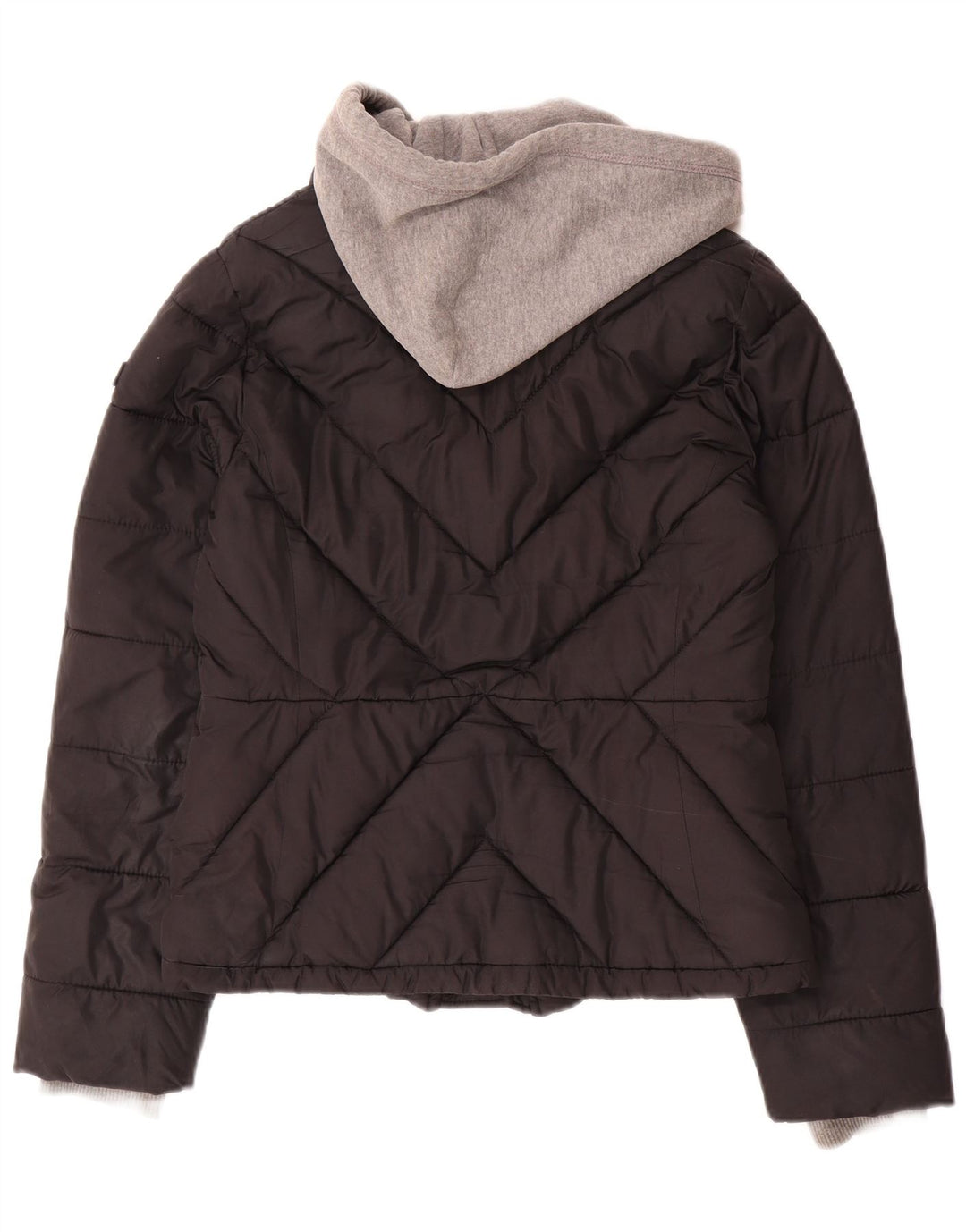 Jaqueta feminina acolchoada com capuz Hollister UK 10 Small Black Colourblock