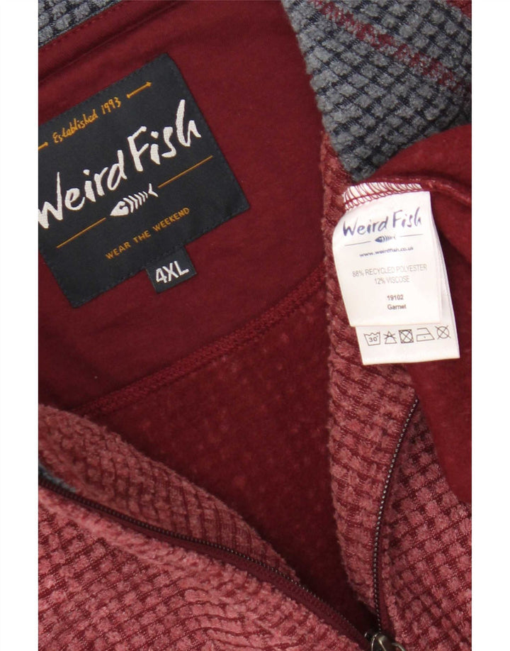 Weird Fish Mens Zip Neck Fleece Jumper 4XL Borgonha Poliéster