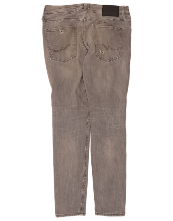 Jack & Jones Mens Liam Distressed Jeans Skinny W32 L30 Algodão Cinza
