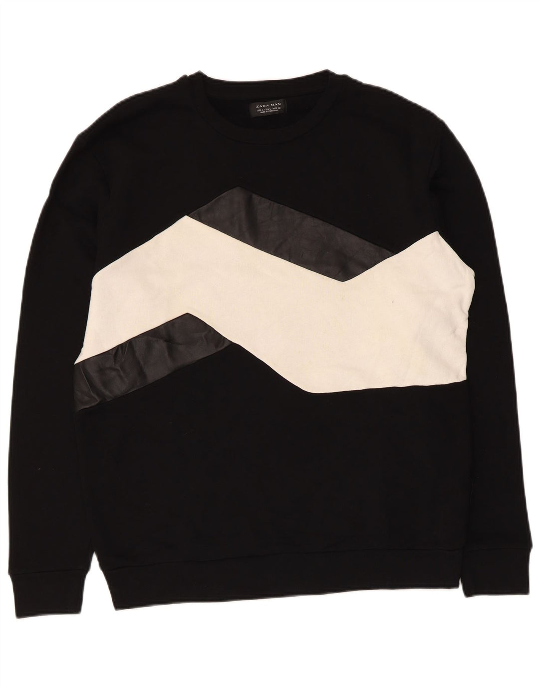 Zara moletom masculino jumper grande preto colorblock algodão