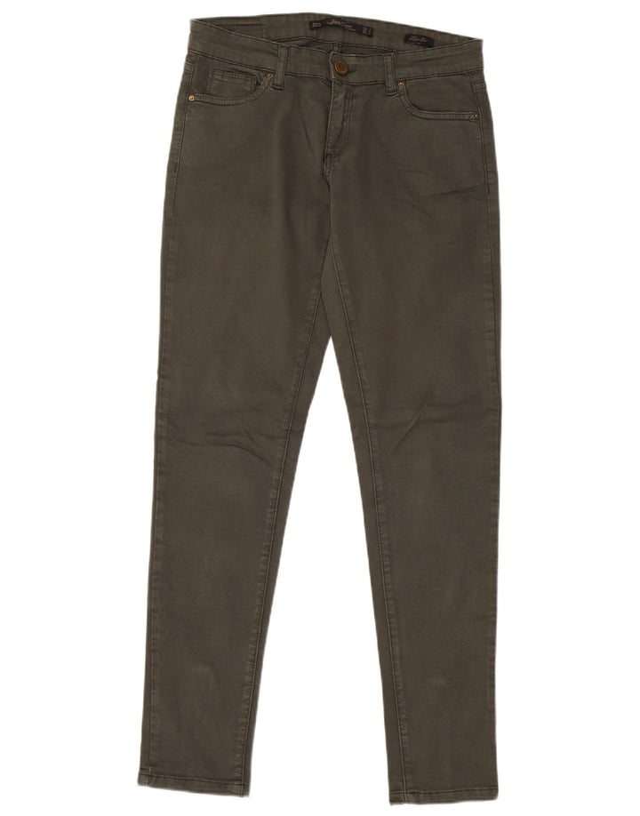 Calça feminina skinny casual ZARA UE 38 pequena W28 L29 algodão cáqui