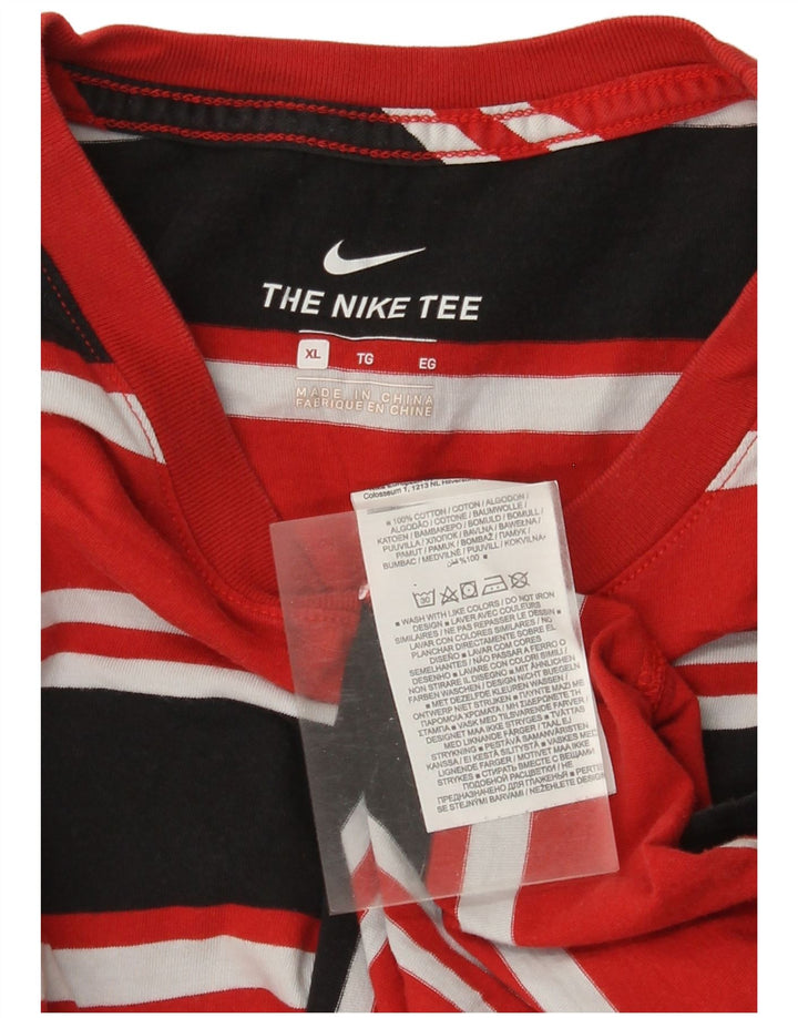 Camiseta masculina Nike Top XL listrada vermelha de algodão