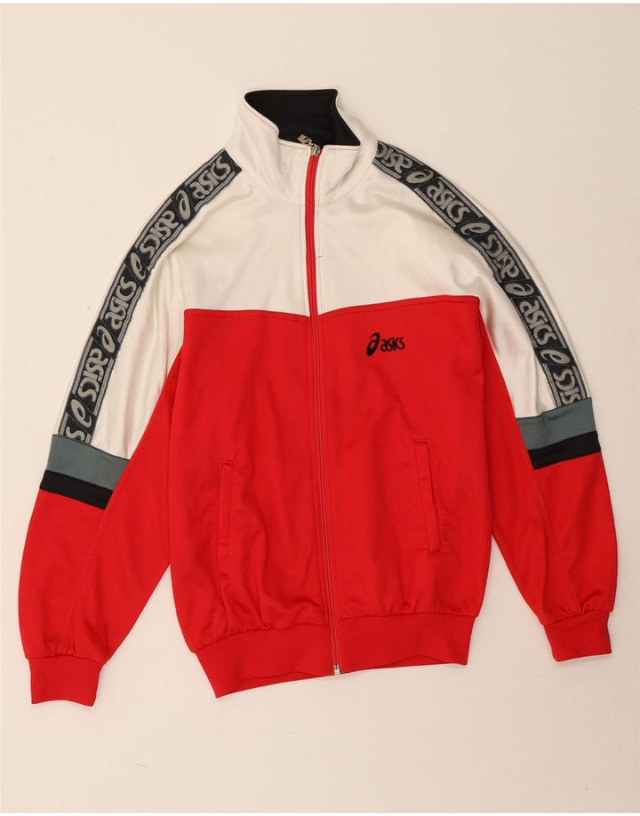 Asics Mens Graphic Tracksuit Top Jacket UK 42 Grande bloco colorido vermelho