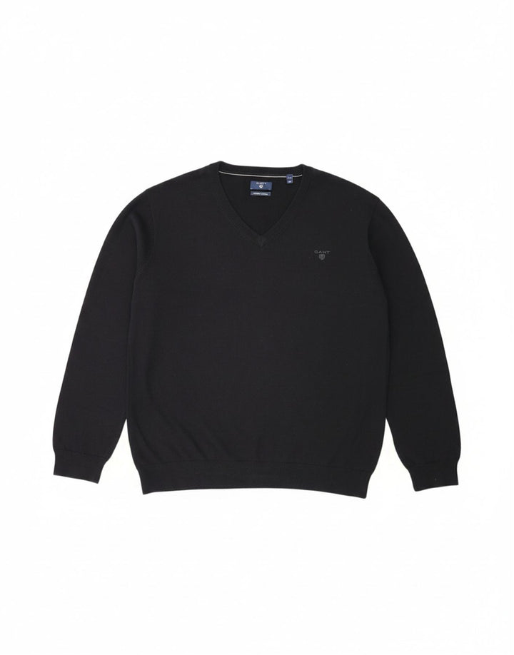 GANT Mens V-Neck Jumper Sweater 2XL Navy Blue Cotton Vintage Gant and Second-Hand Gant from Messina Hembry 