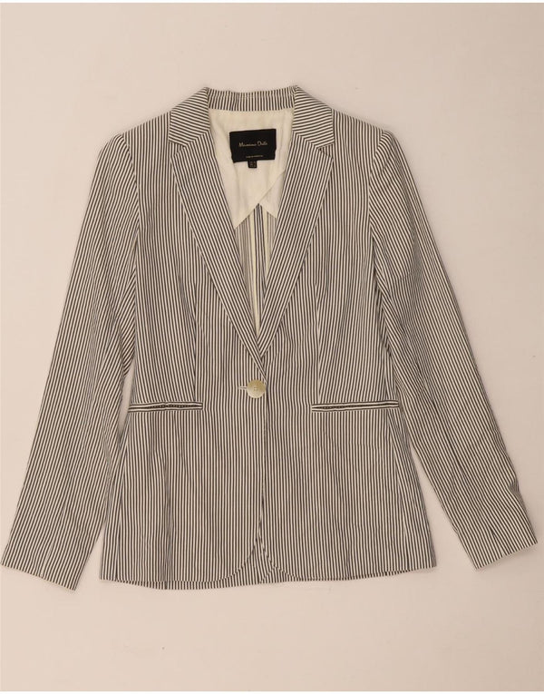 Jaqueta blazer feminina MASSIMO DUTTI com 1 botão EU 34 2XS listra cinza