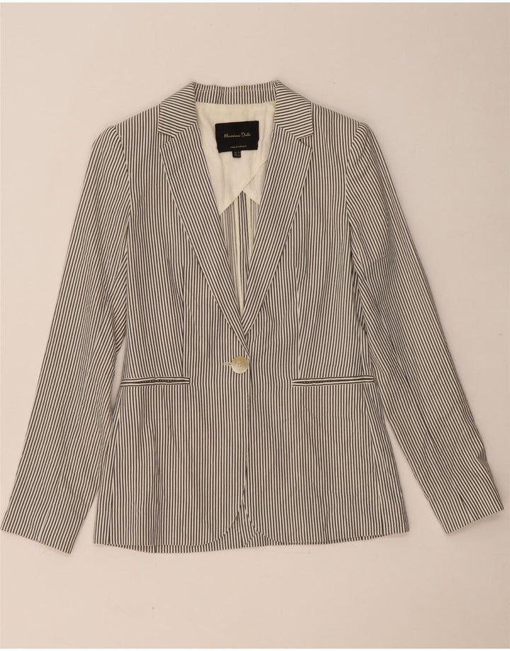 Jaqueta blazer feminina MASSIMO DUTTI com 1 botão EU 34 2XS listra cinza