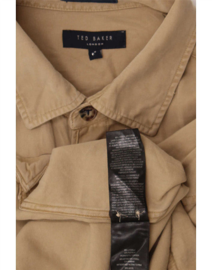 Camisa masculina Ted Baker tamanho 4 grande bege Lyocell