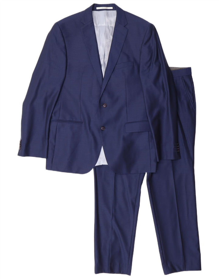 Baumler Masculino 2 botões 2 peças terno IT 52 XL W38 L29 azul marinho lã virgem