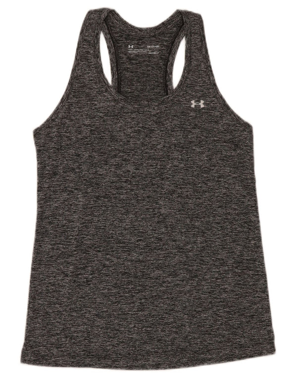 Colete feminino Under Armour Heat Gear Top UK 10 pequeno cinza manchado