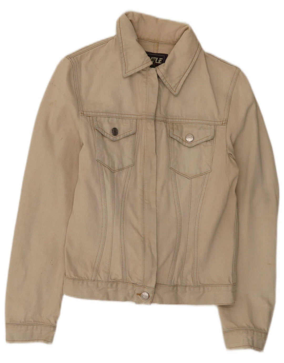 Jaqueta jeans feminina Rifle UK 12 algodão bege médio